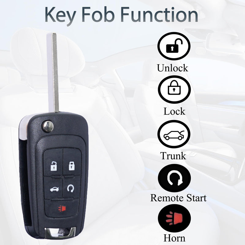 Key Fob Keyless Entry Fits for Chevrolet Camaro Cruze Equinox Impala Malibu Sonic Buick Lacrosse Regal Verano Encore Allure Remote Control Key Replacement 5 Button OHT01060512(Set of 2)