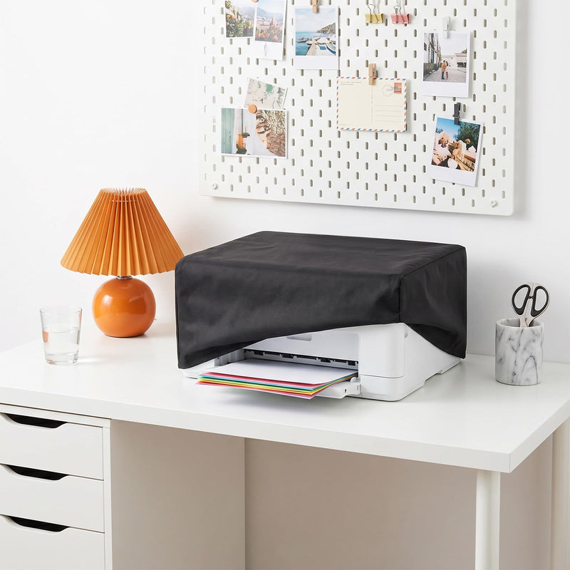 Universal Elastic Waterproof Printer Dust Cover – Heavy-Duty Oxford Fabric Small Appliance Covers with Drawstring & Metal Buckle for Most Printers (19.7 x 17.7 x 11.8 inch, Black)