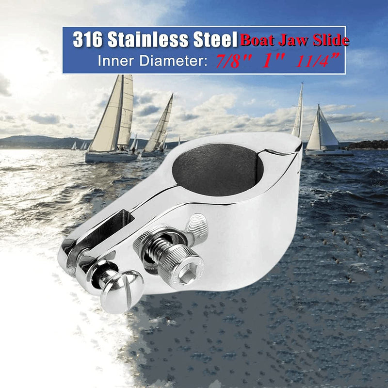 2Pcs Boat Bimini Top Hinged Jaw Slide, Stainless Steel 316 Marine Boat Canopy Tube Clamp Fitting Boat Accessories (Type: with Lock nut, 1inch) Type: with Lock nut