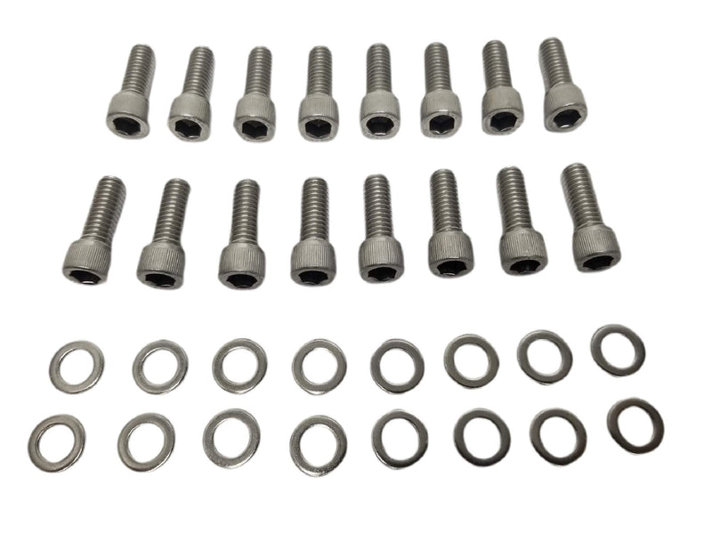 SBF BBF Stainless-Steel Exhaust Header Bolt Kit 1” 3/8-16 Bolts and Washers Compatible with Ford Small & Big Block V8 Engines 260 289 302 351W 351C 352 390 428 429 460 FE 5.0L Mustang