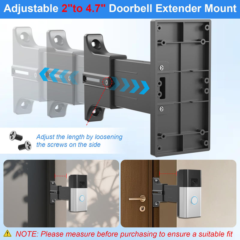 Adjustable 2" to 4.7" Doorbell Extender Mount for Ring (2nd Gen-2020 Release), Brick Mount Extension Doorbell Angle Mount, Brick Wall Mounting Bracket Holder Accessories for Wider View Ring doorbell mount