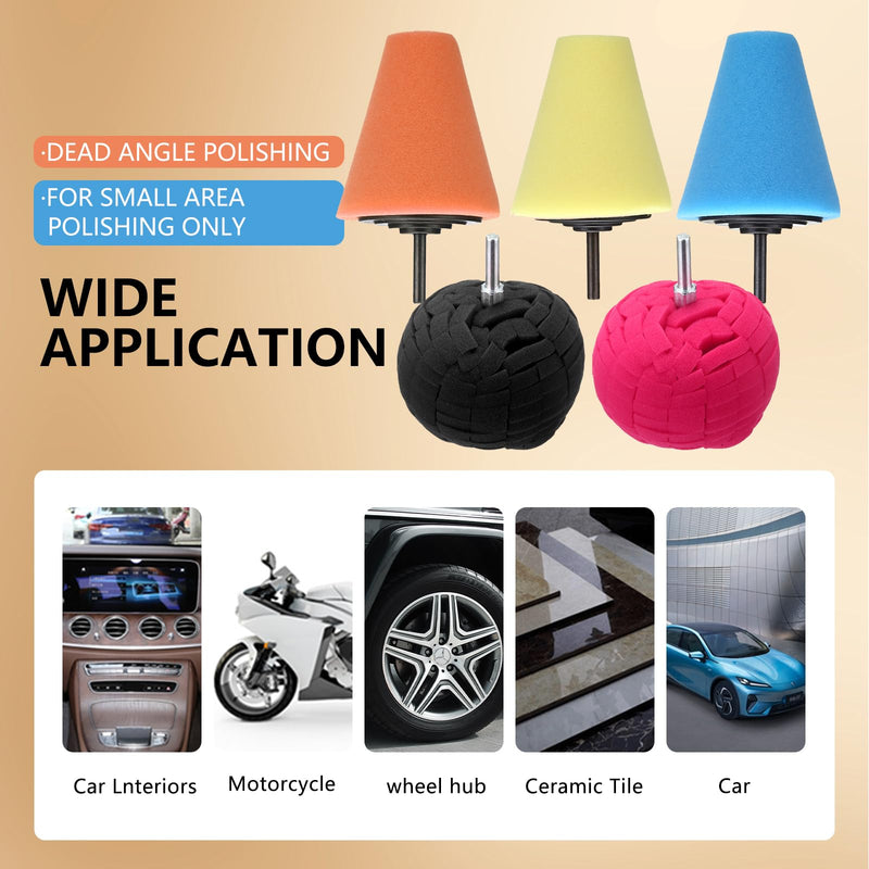 5Pcs Polishing Foam Sponge Polishing Balls Wheel Cleaning Tools Car Wheel (for Drills Car Polisher and Polisher Kits for car Care, Metal, Plastic, Ceramic and Glass.