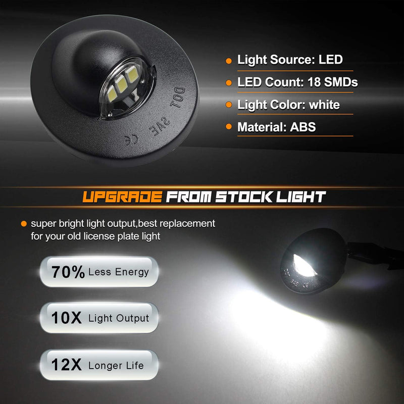 RUXIFEY LED License Plate Light with Socket Wiring Harness Plugs Compatible with Ford F150 F250 F350 F450 F550 Superduty Ranger Explorer Bronco Excursion Expedition, 6500K White