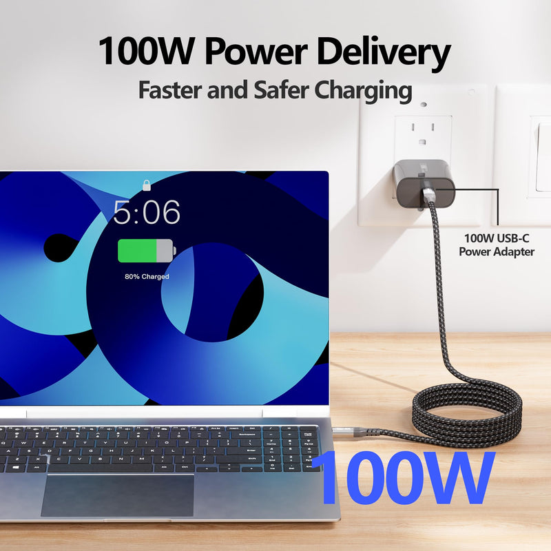 20FT usbc to usbc Cable Compatible with Thunderbolt 4/3, 20Gbps High Speed Data Transfer, 100W PD Fast Charging, 4K@60Hz Video Monitor Display Cord,USB 3.2 gen 2 for ssd 20FT