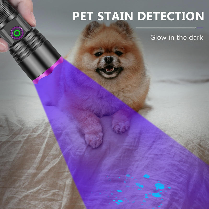 XLENTGEN 20W UV Light Flashlight 365nm, Black Light Ultraviolet Flashlights, for Resin Curing Fishing, Dry Glue, Fluorescent, Scorpion, Rockhounding, Pet Urine Detector UV-1