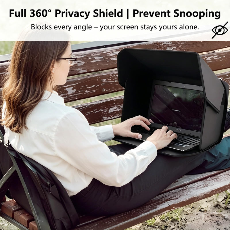 Rlozftel Laptop Sun Shade, Universal Foldable Laptop Tent Fits 12-14 inch Laptop, Computer Sun Shade Hood for Working Outside Outdoor, Travel, Beach, Protects Privacy 12-14inch