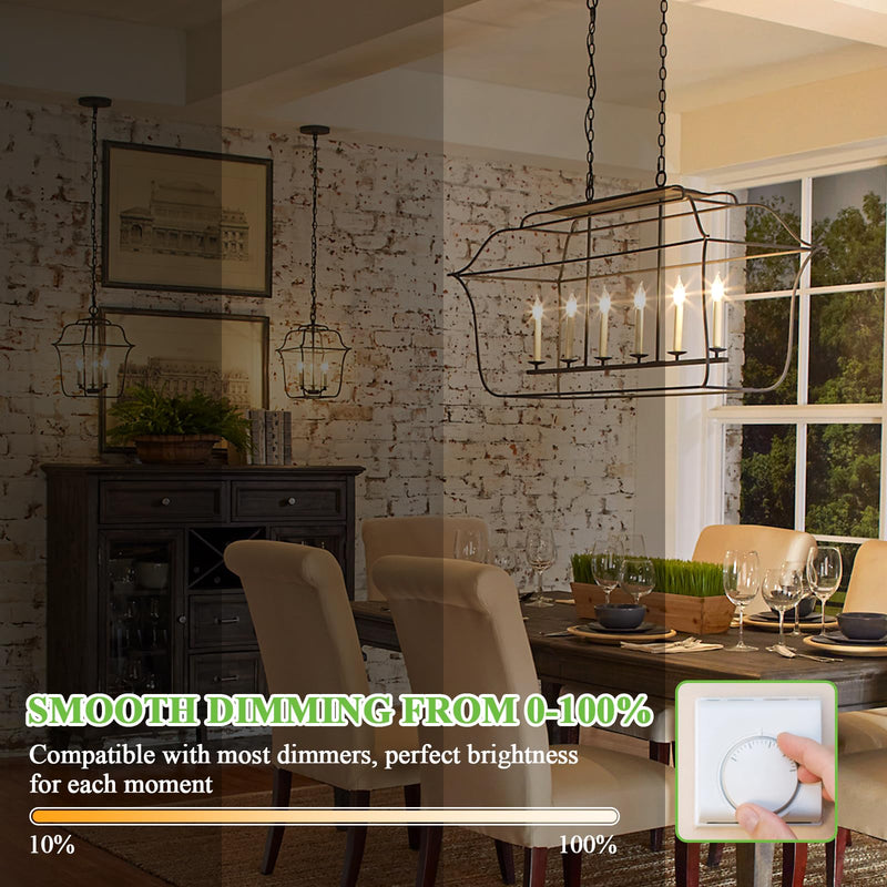 GoBright 24-Pack Dimmable E12 Candelabra Light Bulbs 60 Watt Equivalent, 2700K Soft Warm White 6W LED Chandelier Light Bulb, Super Bright 630LM LED Filament Clear Glass Candle Light Bulbs, No Flicker 24 Count (Pack of 1)