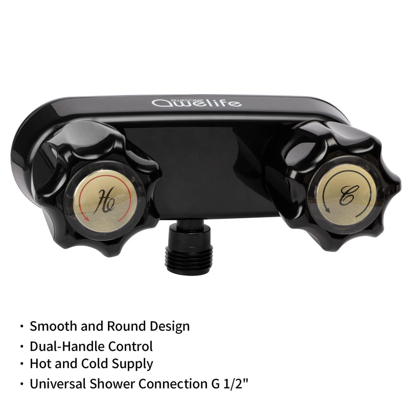 RV Shower Faucet, RV Camper Shower Faucet Replacement, 4” Shower Valve Diverter Assembly Kit, Bathroom Shower Mixing Valve Control for RV Camper Van Travel Trailer Motorhome, Black