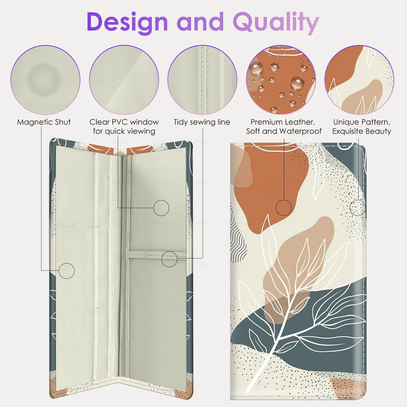 Car Registration and Insurance Holder，Colour Patterns Men Women Car License Document Registration and Insurance Card Holder Bohemian leaves