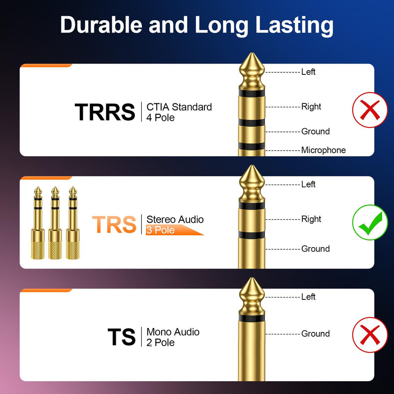 16-Pack 1/4'' to 1/8''(6.35 Male to 3.5 Female) Guitar Audio Jack Adapter | Thickened Gold Plated Hi-Fi Stereo Audio Converter for Guitar Amplifier, Piano, Speaker, Mixer, Headphone, Keyboard, Phone