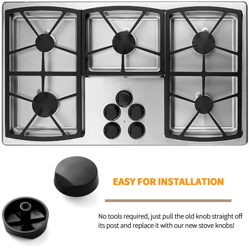 Upgraded 5 Pcs 82977 82974 Cooktop Knob Replacement for Dacor Stove Parts, SGM365 DE81-08738A Stove Knobs for Dacor Range Parts Burner Control Knobs DE81-10313A Black Plastic Gas Stove Top Knobs 5 Pieces