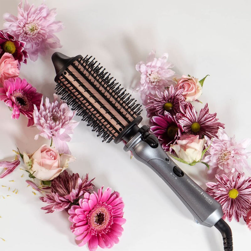 Remington Keratin Protect Hot Hair Brush, 45mm, for Body and Blow-Dry Style | Keratin & Almond Oil Infused Ceramic Barrel, heated 45mm mixed bristle brush adds volume, 120°C-180°C, CB65A458 Rose Gold