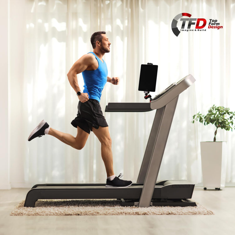 TFD Tablet Mount (5” to 10” Wide Fit) - Fits All Major Brands - Compatible with Ipad, Samsung, Google, & Other Standard Tablets | Tablet Holder for Truck, Cycling, Treadmill for Home, Work & The Road