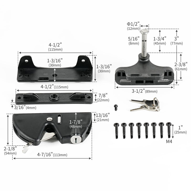 Lockable Self Locking Gate Latch,with Keys,Lockable on One Side of Gate,for Outdoor Gates,Fence Lock,Wood Vinyl Fence,Door Hardware,Black (no Pull Cable) no Pull Cable