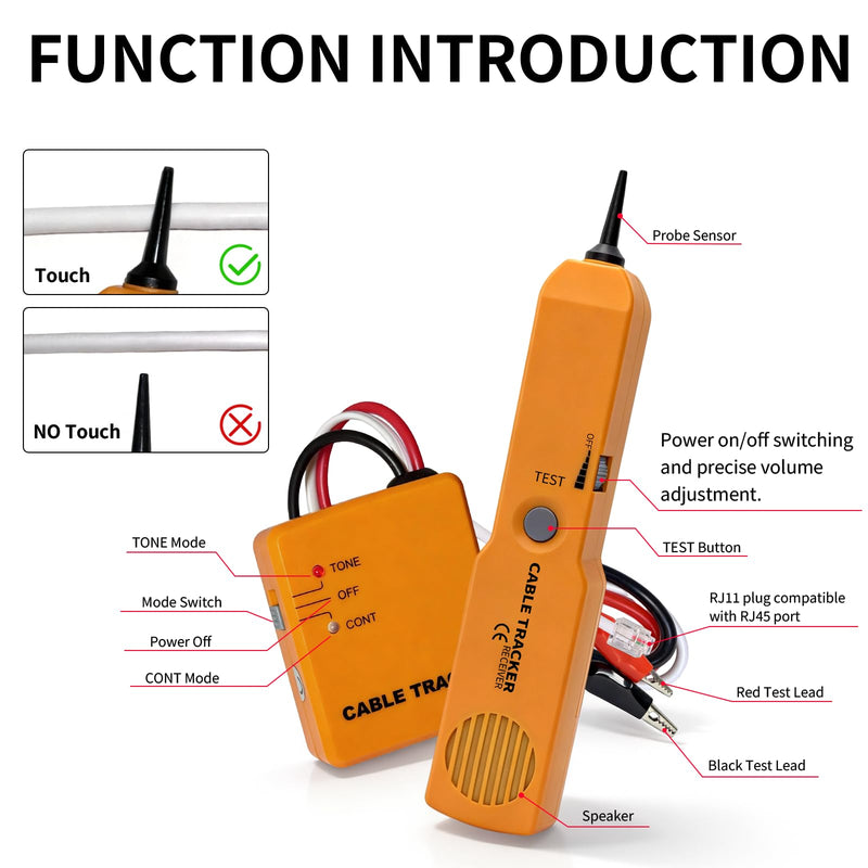 Automotive Circuit Tracer, 6-42V Wire Tracer Electrical Tool& RJ11 Plug, Wire Tracker & Tester, Short Finder, Circuit Breaker Finder, Cable & Broken Wire Detector, VEHLIVE P30 Lite W/Battery With Battery
