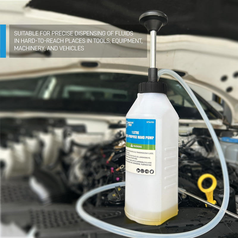 1.05 Quart / 1 Liter Multi-Purpose Oil Pump, Hand Fluid Transfer Pump for Engine, Transmission and Gear Oils, Precision Fluid Dispensing in Tight Spaces