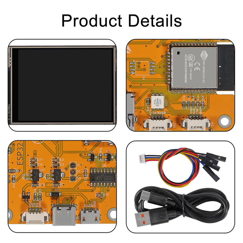 ESP32 Touchscreen 2.8inch TFT LCD Display ESP-WROOM-32 ILI9341 Resistive Touch Module ESP32-2432S028R Bluetooth WiFi Dual Core Development Board 240 * 320 for Arduino (2pcs) 2pcs