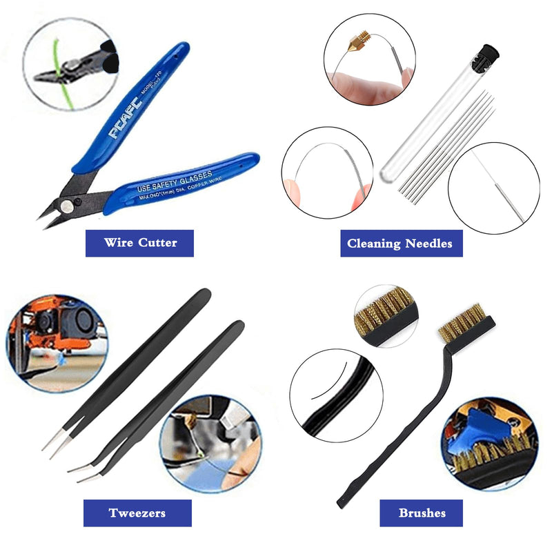 49Pcs 3D Printer Accessories Kit, 3D Printing Tools Set Includes Nozzle Cleaning Kit, Deburring Tools, Needle Files, Removal Tools, Craft Knife, Tweezers, Cutting Mat for 3D Prints Finishing 49 Pcs