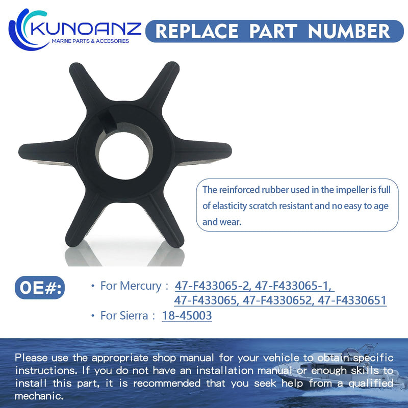 47-F433065-2/1 Water Pump Impeller For Mercury Chrysler Force 35 45 50 55 HP Outboard Sierra 18-45003 47-F433065 47-F433065-1 35HP 45HP 50HP 55HP 35 45 50 55HP