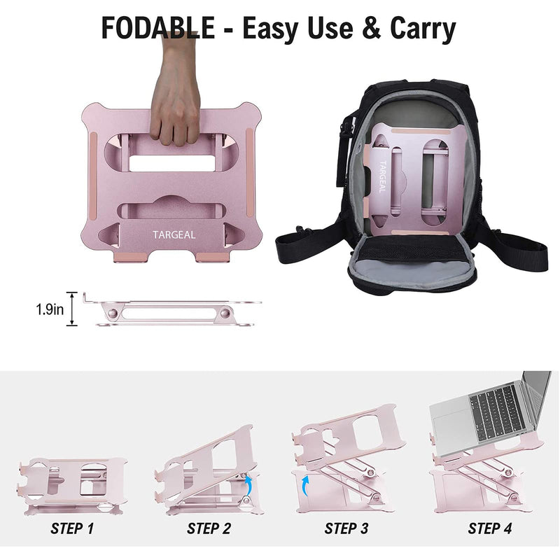 Adjustable Laptop Riser, Multi-Angle Stand with Heat-Vent for Mac, Notebook, Lenovo KT1-Rose Rose