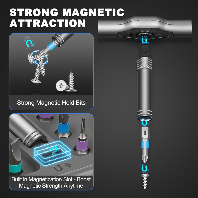 42 in 1 Magnetic Screwdriver Set, Multi Bit Magnetic Ratcheting Screwdriver Set with Detachable Ratchet Handle, Repair Tool Kit for Bicycles, Watch, Ring Doorbell, Computer, Eyeglass and Furniture 42 in 1