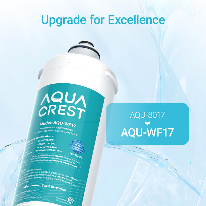 AQUA CREST H-104 Under Sink Water Filter, Replacement for Everpure H-104, EV961211, EF-3000, PBS-400, OW200L, 6TO-BW, MR-100, MR-225, EV9262-71, EF9857-00, NSF/ANSI 42 Certified, 19000 Gallons