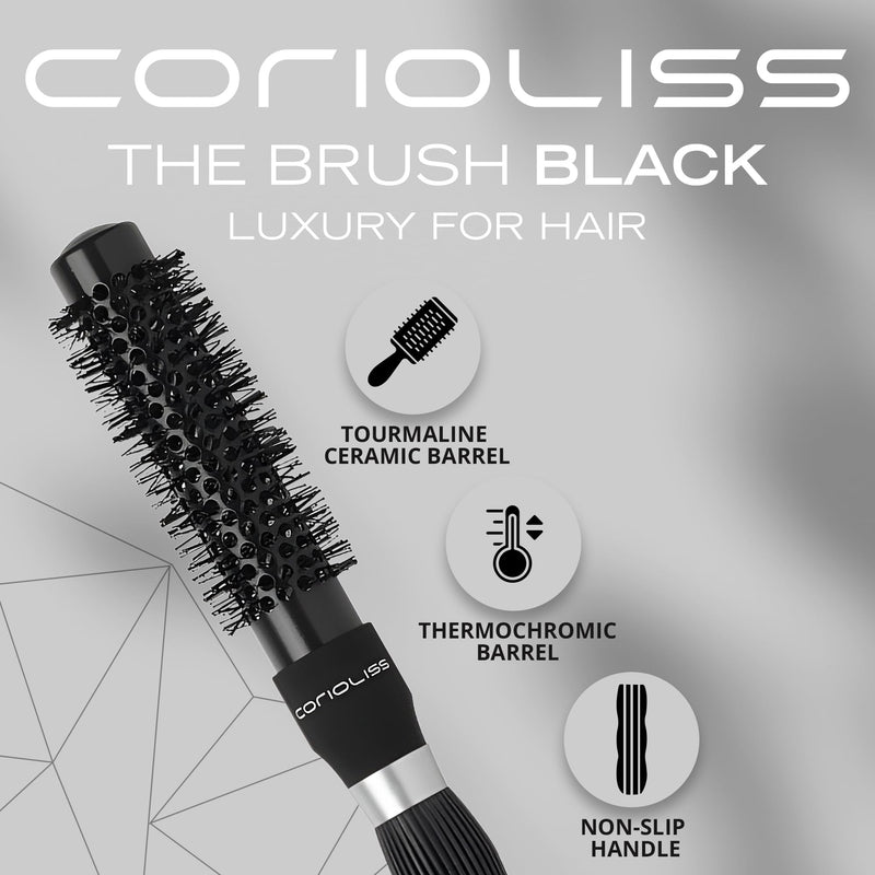 Corioliss | Hair Roller Brush for Women | Professional Hair Brush Ceramic | Ideal for Short Hair and Precise Work Styling 25 mm Black