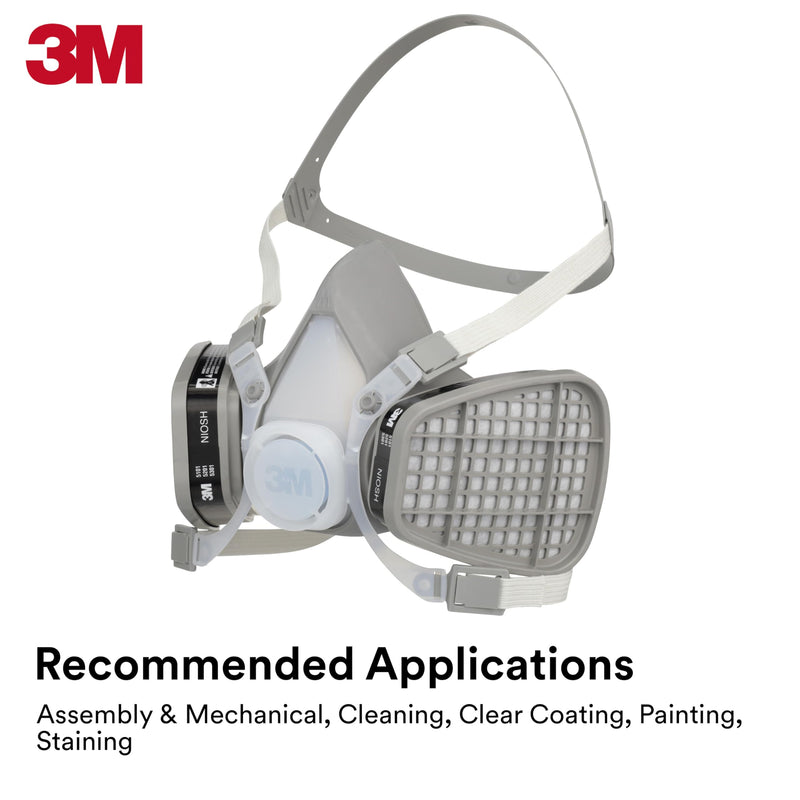 3M Half Facepiece Disposable Respirator, Organic Vapor, NIOSH Approved, Lightweight, Pre-assembled, No Maintenance 1 Count (Pack of 1) Large