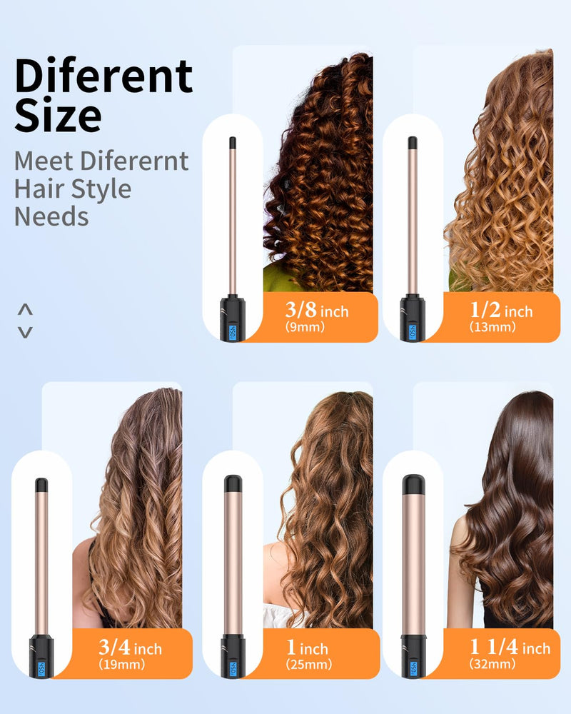 32mm Curling Wand Ceramic Long Barrel,1.25 Inch Curling Wand Iron for Long Hair,Dual Voltage Hair Curling Tongs 32mm