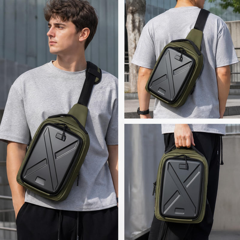 Camera Hardshell Case Crossbody Camera Sling Bag Small Waterproof Photography Bag for Mirrorless and DSLR Cameras Green
