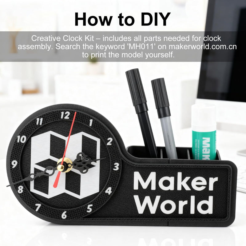 3D Printer DIY Clock Model Components Kit, Creative Model Makerworld MH011 Clock Mechanism Replacement Compatible with Bambulab P1P/P1S/A1/A1 Mini/X1/X1C/X1E 3D Printers-Prints NOT Included(10 PCS) 10 Pcs