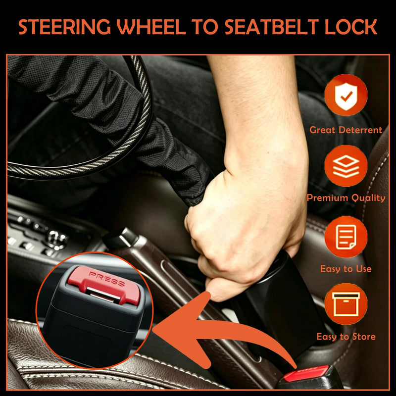 Heavy Duty Steering Wheel Lock, Universal Adjustable Car Anti Theft Device | Maximum locking length of 17 in,easy to store,heavy-duty steering wheel lock suitable for sedan, SUV,and truck 1