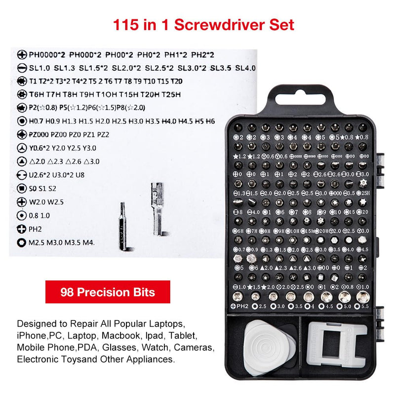 Precision Screwdriver Set, Professional 115 in 1 Magnetic Repair Tool Kit with Case for Computer, Laptop,Mobile Phone,iphone, Tablet, Game Console, Watch, DIY Projects etc