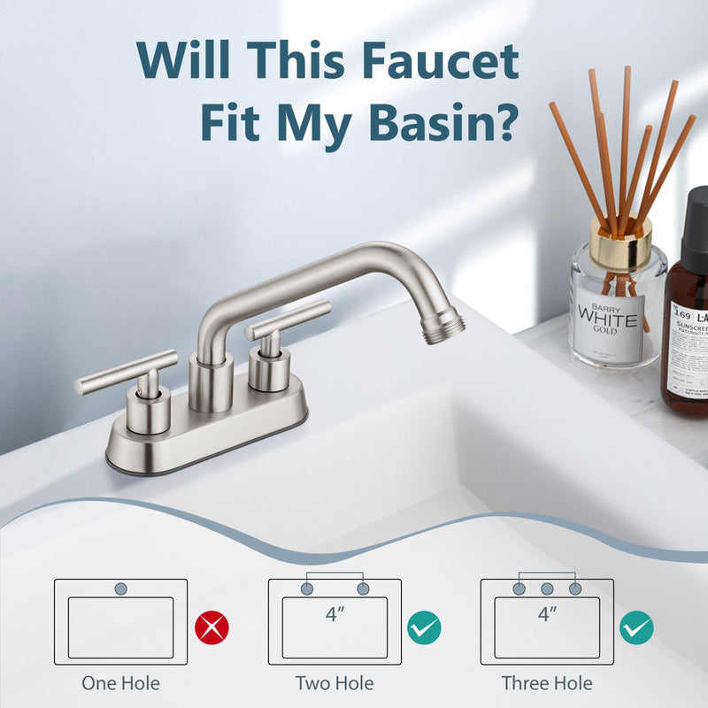 Aolemi Utility Sink Faucet 4 Inch Centerset, Laundry Sink Faucets with Swivel Spout and 3/4" NPT Threaded End, Dual Handle Faucet for Laundry or Utility Room, Brushed Nickel