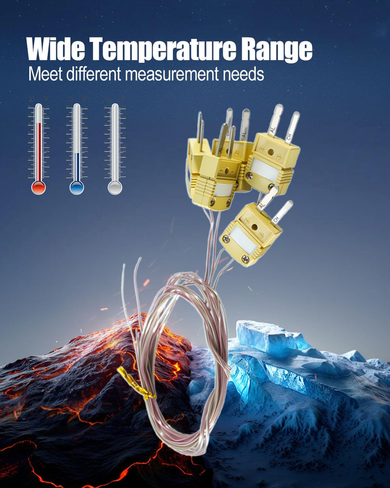5Pcs High Accuracy K Type Mini-Connector Thermocouple Temperature Probe Sensor Measure Range -200°C~260°C (-328°F~500°F), 1 Meters Long