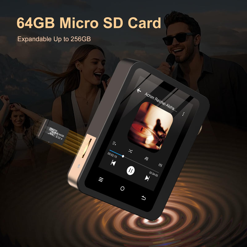 HiFi MP3 Player with Bluetooth 5.3, Lossless DSD High-Resolution Digital Audio Music Player, Portable DAC FLAC Audio Player, 192Khz/24bit, 2.8" Touchscreen & Leather Case Black
