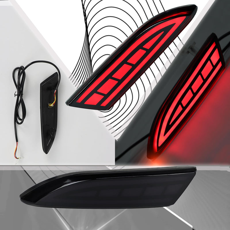  [AUSTRALIA] - LED Rear Bumper Reflectors Light Fog Brake Tail Lamps Compatible with Ford Focus 2012-2018 Pair Driver and Passenger Side Sedan/Hatchback (Not Fit ST& SEL)12-14 Stock Reflector Trim (Smoked) Smoked