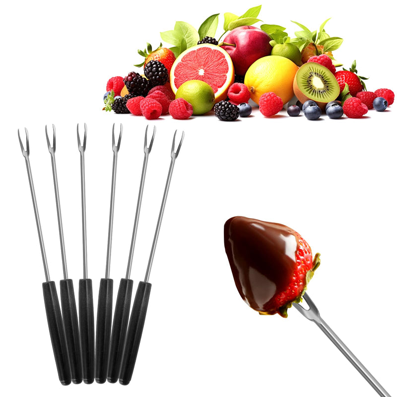Chocolate Melting Pot Electric Chocolate Fondue Pot Set 3-Section Food Trays with 6pcs Dipping Forks Perfect for Chocolate Cheese Dessert Housewarming Christmas Party Gifts (Black) Black