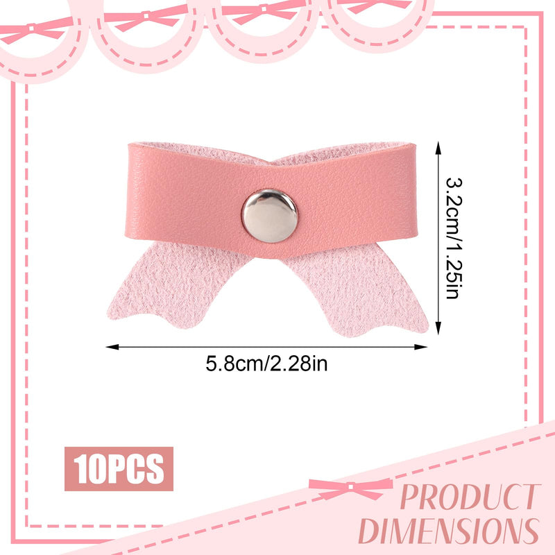 10pcs Pink Bow Cord Organizers, PU Leather Cable Holder Straps Bowknot Electronic Device Cord Management Ties for Storing Chargers and Earphones