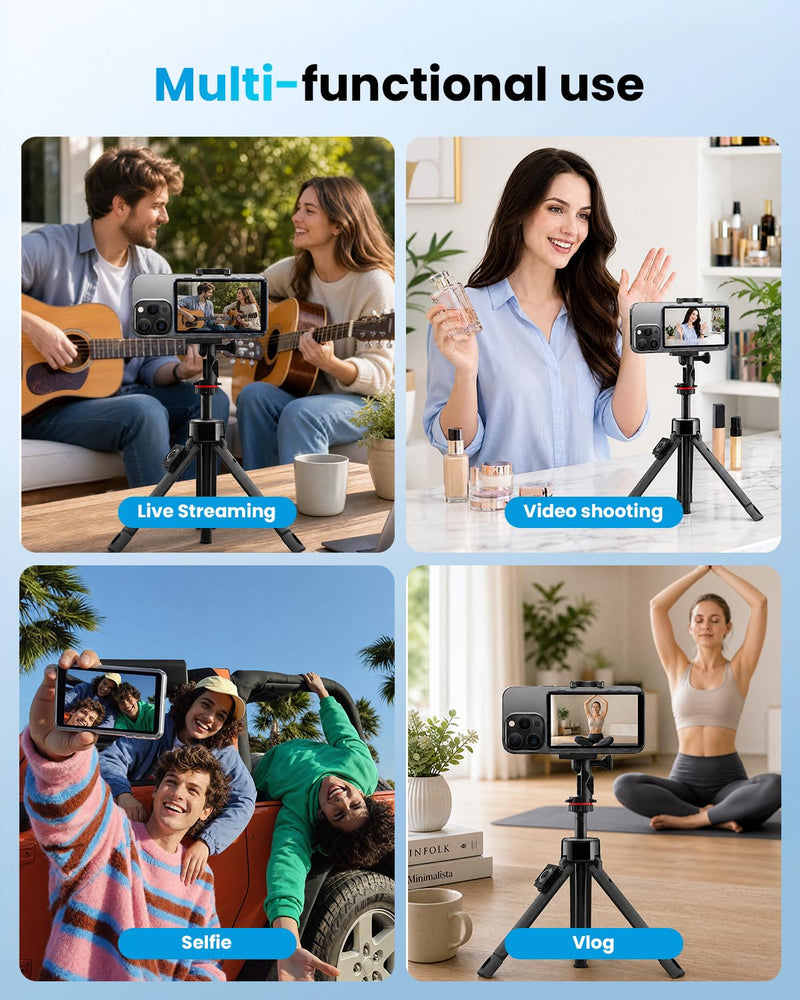 Magnetic Vlog Selfie Monitor Screen for iPhone & Android, 4-Inch IPS HD Wireless Back Camera Monitor with Bluetooth Remote, 1800mAh Battery, 3-Level Brightness, No Delay Live Stream for TikTok YouTube White