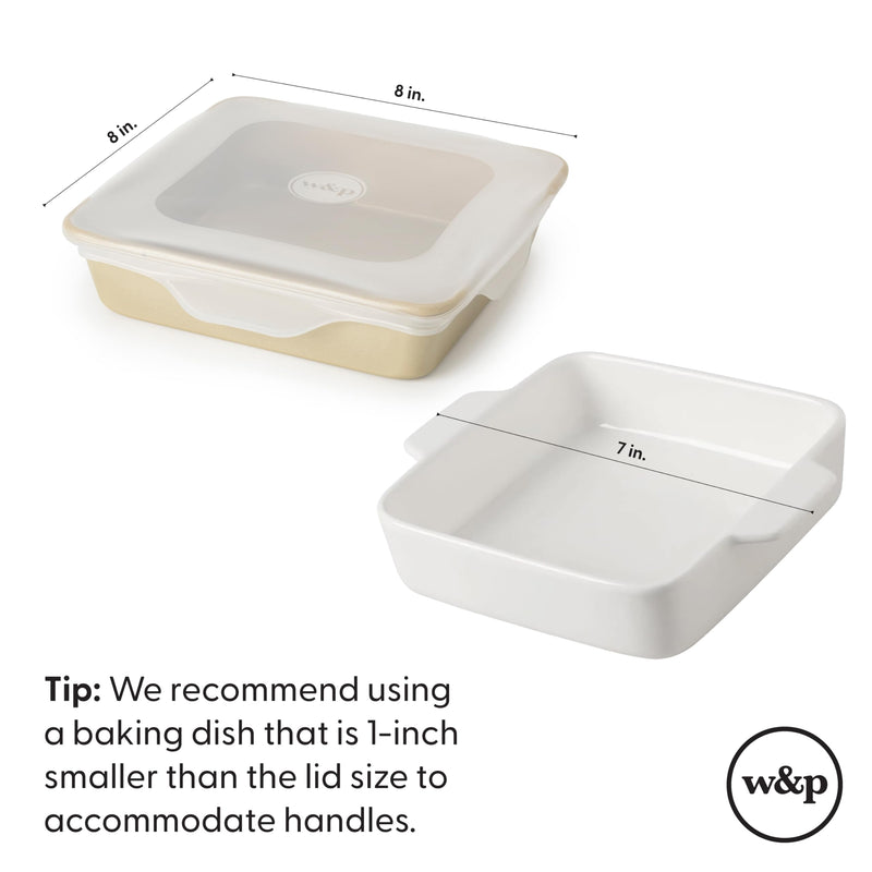 W&P Reusable Silicone Stretch Lid, Set of 3 – Casserole (9x13), Brownie (8x8), Loaf (5 x 9), Dishwasher Safe, Freezer Safe, LFGB/Premium Materials, Microwave Safe, Clear