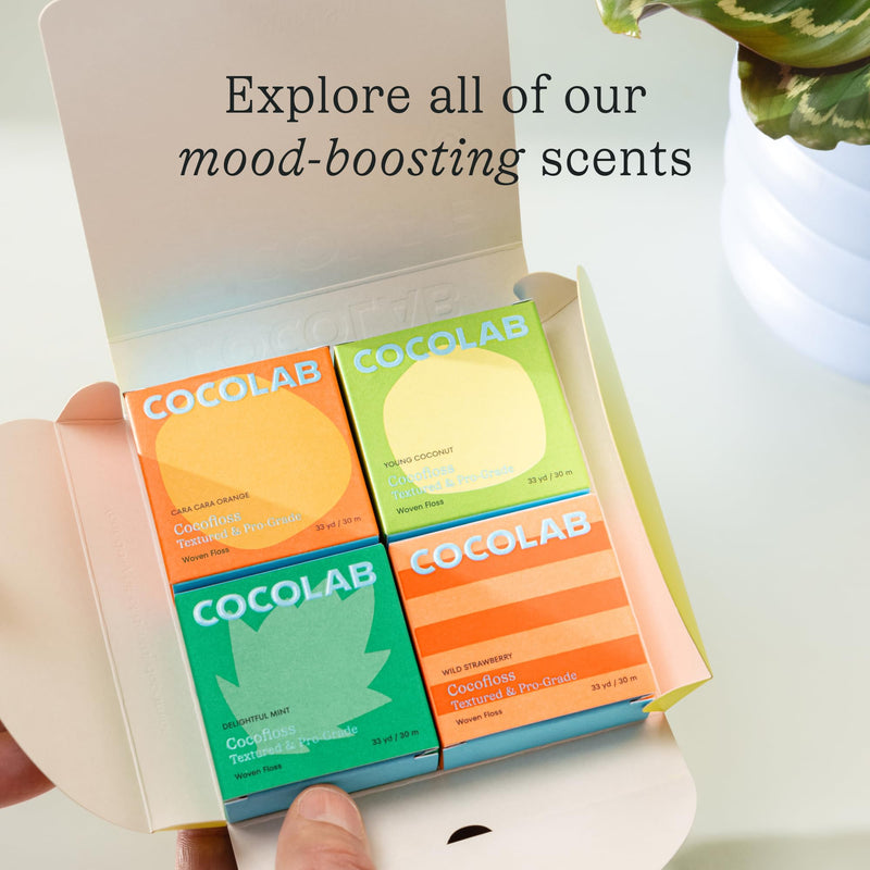 Cocofloss Expanding Woven Dental Floss by Cocolab, Waxed Tooth Floss for Daily Oral Care, Coconut Oil Infused, Vegan, for Adults and Kids, Mint Scent, 3 Pack 99 Foot (Pack of 3)