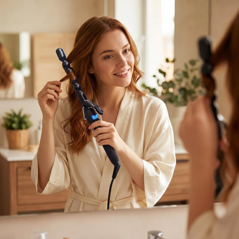 Bubble Curling Iron 1 inch Hair Curler Wand Tourmaline Ceramic Curling Tongs Beach Wave Curler Iron LCD Temp Adjustable Hair Crimper Styling Tool