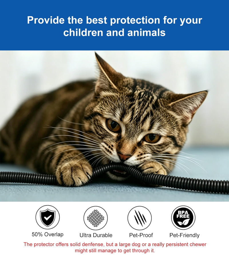 3/5" Wire Loom,Cable Sleeve for Cats, Dogs, Rabbits (3/5" x20 FT - Black) | Open slit,100% new Polypropylene,-22°F to 257°F,cord protectors from pets no chew,wire covers 3/5"x 20 FT - Black