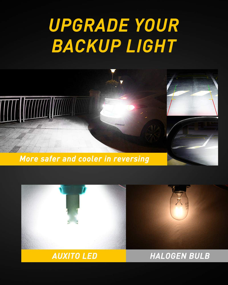 AUXITO Error Free 912 921 LED Bulb Reverse Lights Backup Lights 4000 Lumens/Pair Extremely Bright CSP 9-SMD 906 W16W T15 LED Bulbs Plug and Play for Backup Reverse Lights, 6500K White (Pack of 2)