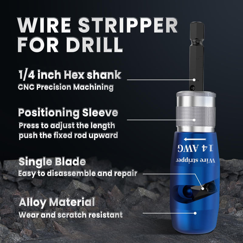 Wire Stripper for Drill, 6/8/10/12/14AWG Wire Twister Tool for Drill, Wire Stripping and Twisting Tool Kit, 25 PCS Wire Nuts, Electric Drill Wire Stripper for Quick & Efficient Use