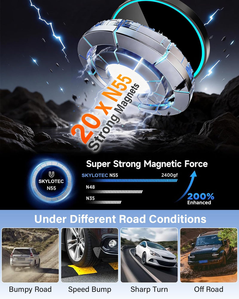 SKYLOTEC Magnetic Charger Phone Mount for Mazda CX-5 2021-2025 Accessories | CX5 CX 5 Accessories, 10.25-Inch Screen Car Cell Phone Mount, for 15W Wireless Charger MagSafe iPhone Samsung Magnetic Wireless Charger