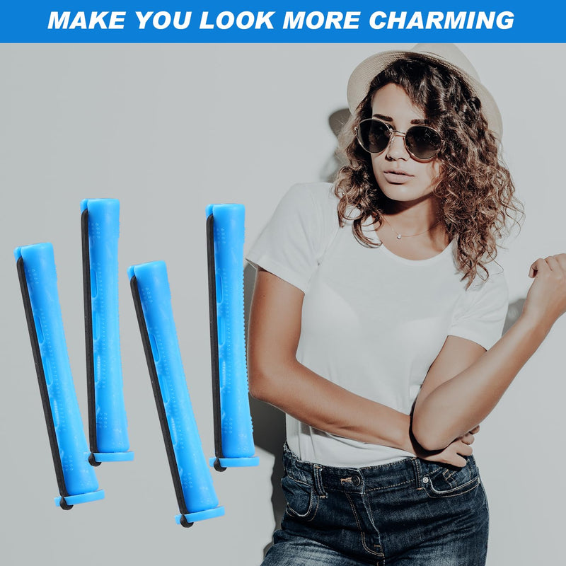 Perm Rods Kit 0.35 Inch for Short Hair - 24Pcs Hair Curlers With Steel Tail Comb for Hairdressing Styling Supplies