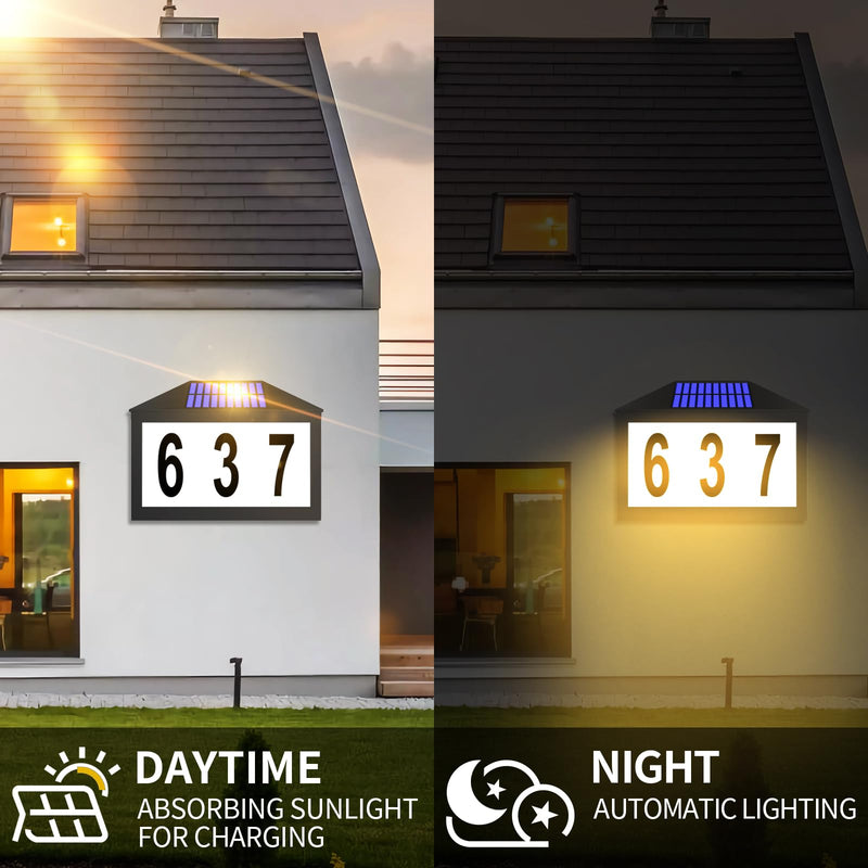 Solar House Numbers, Lighted Solar Address Number with Remote Control, Waterproof RGBW Color Changing, Address Sign Solar Powered for Street Yard Home Mailbox