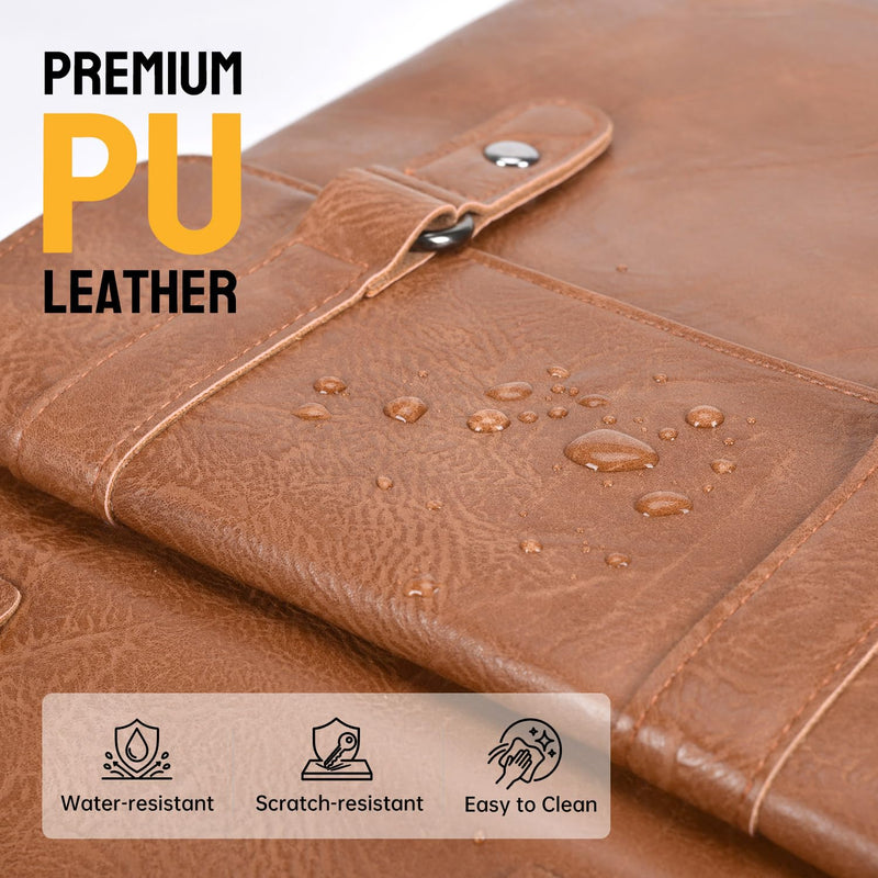 12.9-13 Inch Leather Tablet Sleeve Bag for MacBook Neo Air 13/iPad Pro Air | for 2026 2025 iPad Air 13 inch M4 M3 & iPad Pro M4 M5 & iPad Pro 12.9 Tablet Laptop Travel Shoulder Strap Carrying Case Brown